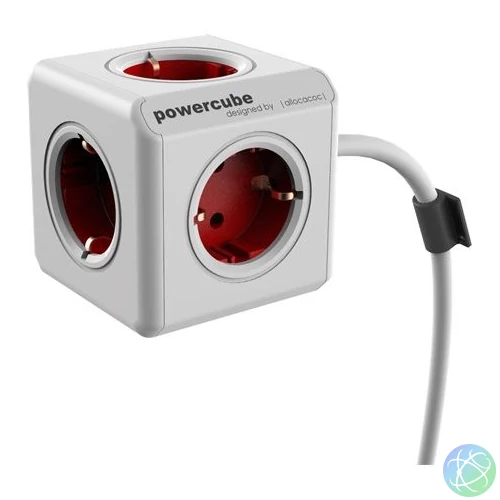 Allocacoc PowerCube Extended Hálózati Elosztó 5DIN 1,5m Boston Red