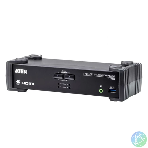 ATEN 2-Port USB 3.0 4K HDMI KVMP Switch with Audio Mixer Mode