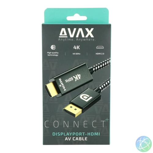 Avax AV601 Displayport - HDMI 2.0 4K/60Hz AV 2m Cable Black kábel