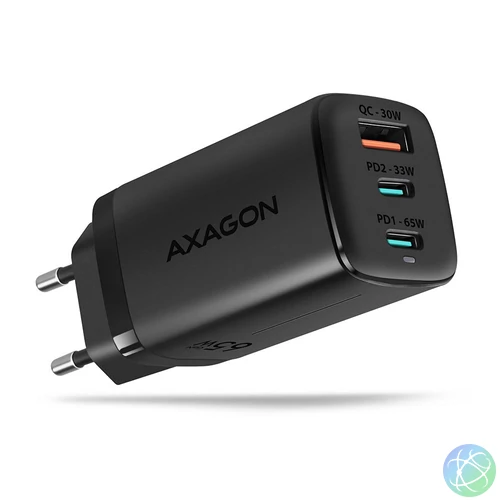 AXAGON ACU-DPQ65 QC4 + USB-C PD Wall Charger Black töltő
