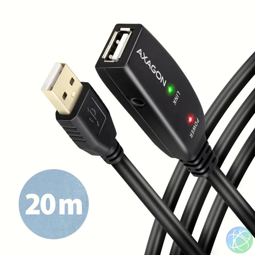 AXAGON ADR-220 USB Repeater Cabel 20m Black kábel