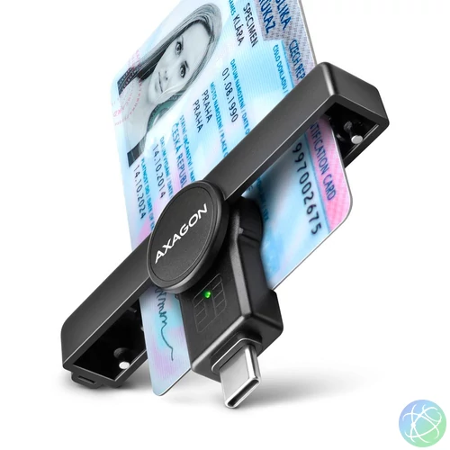 AXAGON CRE-SMPC PocketReader USB-C Smart Card Reader Black kártyaolvasó