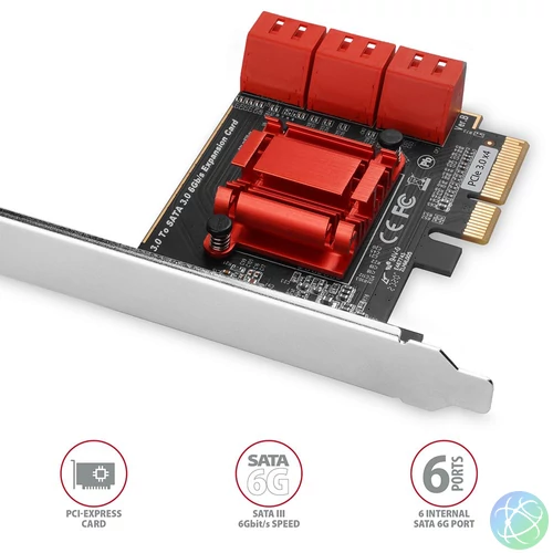 AXAGON PCES-SA6 PCIe controller 6x SATA 6G bővítőkártya