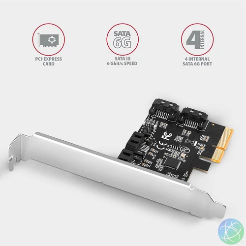 AXAGON PCES-SA4X4 PCIe Controller 4x SATA 6G bővítőkártya
