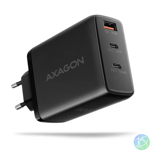 AXAGON ACU-DPQ100 PD3.0 & QC4 Three Outputs wall charger 100W Black töltő