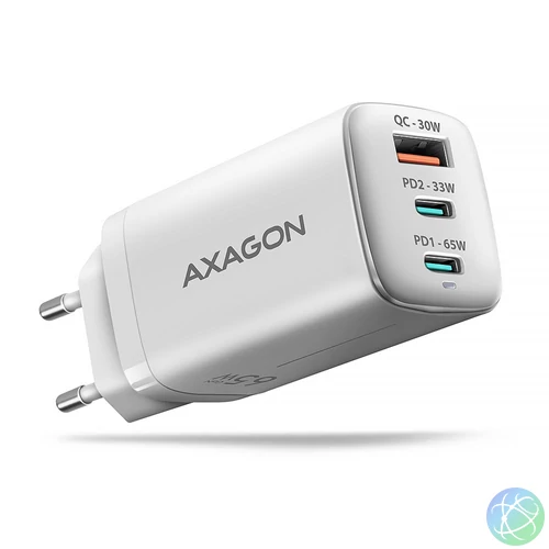 AXAGON ACU-DPQ65W QC4 + USB-C PD Wall Charger White töltő