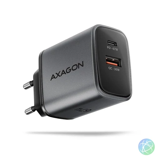 AXAGON ACU-PQ67 PD3.0 & QC4+ 2xOUTPUTS wall charger 67W Black töltő