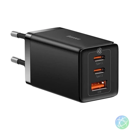 Baseus GaN5 Pro 2xUSB-C + USB-A hálózati töltő 65W Black