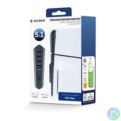 Bigben Interactive PS5 Slim konzolokhoz USB Hub Black