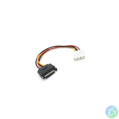 BlackBird SATA 15 pin plug to Molex 4 pin female Tápkábel 12cm