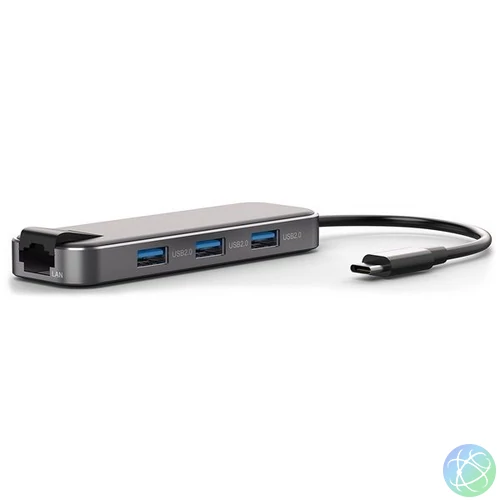 Bluestork HUB-OFFICE USB-C to 3xUSB2.0 + 1xUSB-C + 1xHDMI + 1xRJ45 Grey