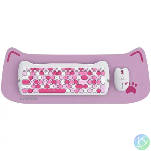 Canyon CNS-HSETW6PK-HU Wireless Keyboard Combo Kitty Edition Pink HU billentyűzet
