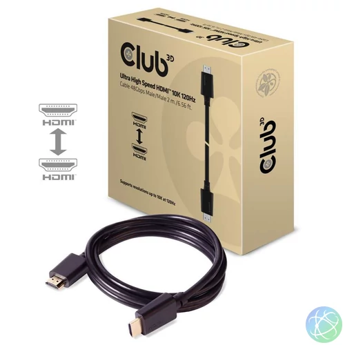 Club3D Ultra High Speed HDMI Cable 10K 120Hz 48Gbps M/M 2m Black kábel