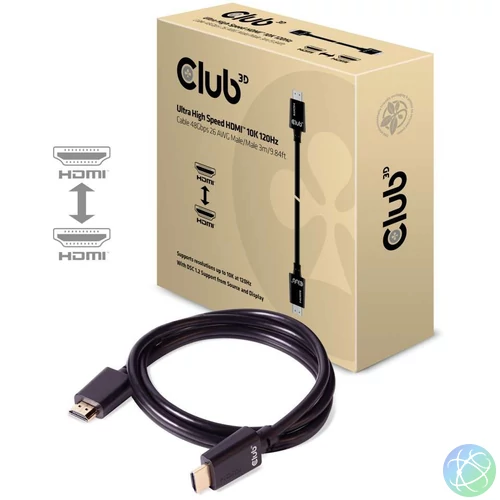 Club3D Ultra High Speed HDMI Cable 10K 120Hz 48Gbps M/M 3m Black kábel