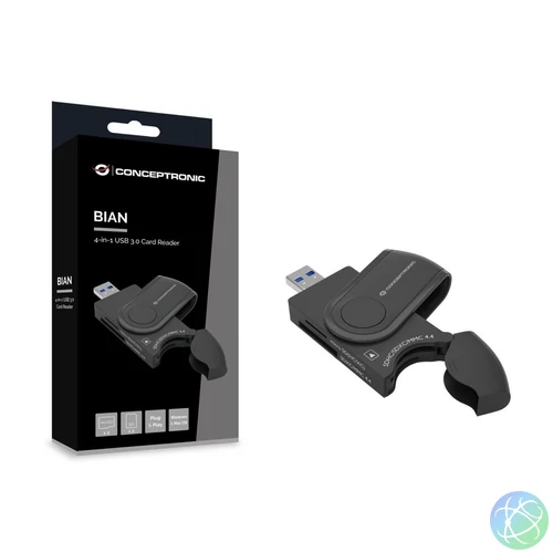 Conceptronic  BIAN04B 4-in-1 USB 3.0 Card Reader Black kártyaolvasó