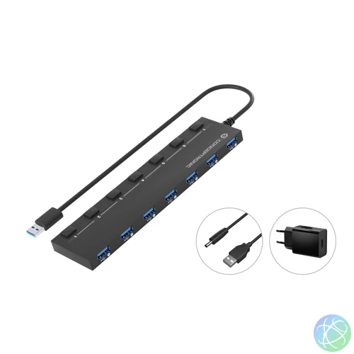 Conceptronic  HUBBIES19BP 7-portos USB3.0 HUB Black usb hub