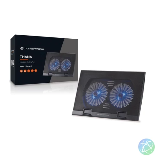 Conceptronic  THANA02B 2-Fan Laptop Cooling Pad Black