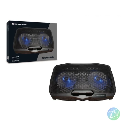 Conceptronic  THANA07B ERGO 2-Fan Laptop Cooling Pad Black