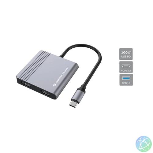 Conceptronic  DONN13G 4in1 USB3.2 Gen 1 Docking Station Grey
