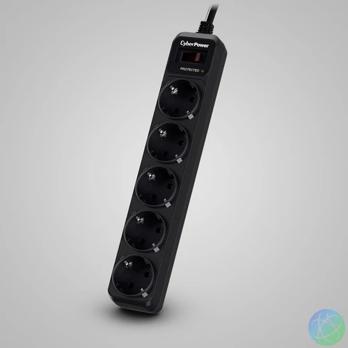 CyberPower B0520SC0-DE Túlfeszültségvédő Kapcsolóval 5DIN 1,8m Black