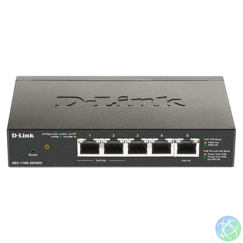 D-Link DGS-1100-05PDV2 5-Port Gigabit PoE Smart Managed Switch and PoE Extender