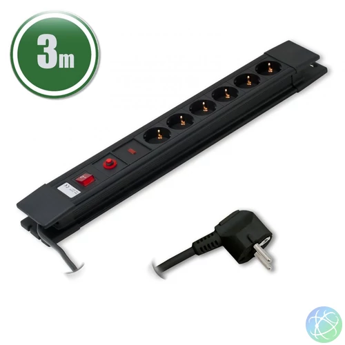 Delight Túlfeszültségvédő Kapcsolóval 6DIN 3m Black