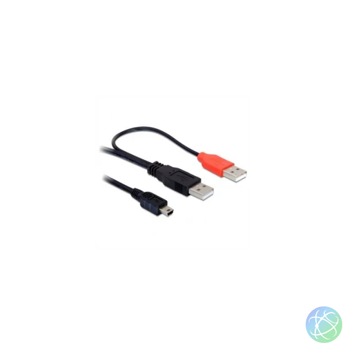 DeLock Cable 2 x USB2.0-A male > USB mini 5-pin 1m Black kábel