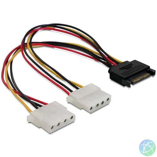 DeLock Cable Power SATA 15pin > 2x 4pin Molex female 20cm kábel
