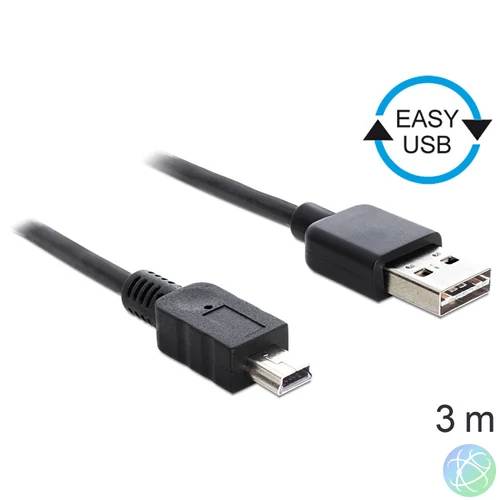 DeLock Easy-USB2.0-A male > USB 2.0 mini male 3m Black kábel