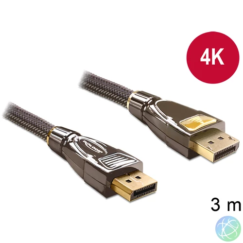 DeLock Cable Displayport 1.2 male > Displayport male 4K 3m PREMIUM kábel