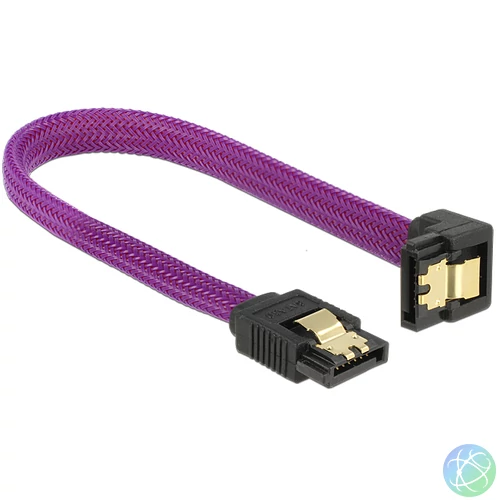 DeLock SATA cable 6 Gb/s 20cm down / straight metal Purple Premium kábel