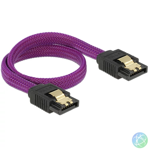 DeLock SATA cable 6 Gb/s 30cm straight / straight metal Purple Premium kábel