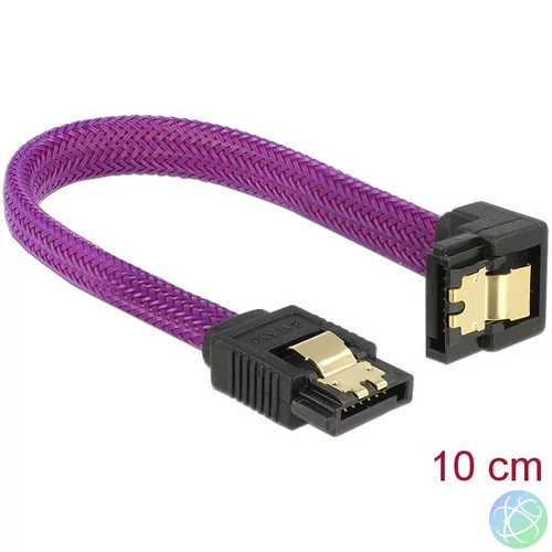 DeLock SATA cable 6Gb/s 10cm down/straight metal Premium Purple kábel