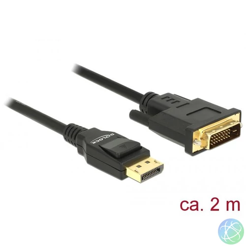 DeLock DisplayPort 1.2 male > DVI 24+1 male passive 2m Cable Black kábel