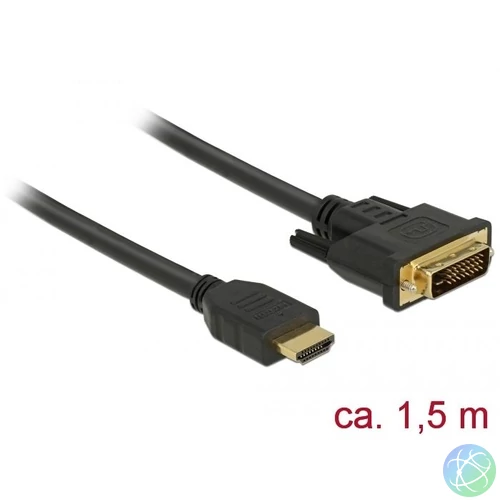DeLock HDMI to DVI-D (Dual Link) (24+1) cable bidirectional 1,5m Black kábel