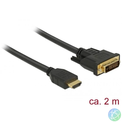 DeLock HDMI to DVI (Dual Link) (24+1) cable bidirectional 2m Black kábel