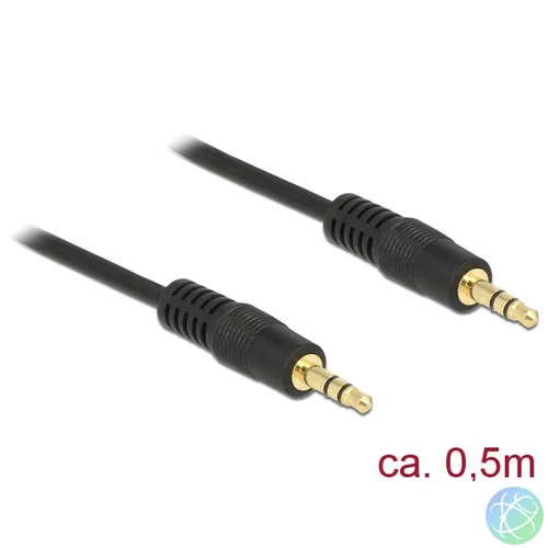 DeLock Stereo Jack Cable 3.5mm 3 pin male > male 0,5m Black kábel