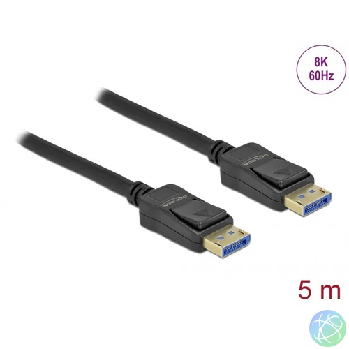 DeLock DisplayPort cable 8K 60 Hz 40 Gbps 5m Black kábel