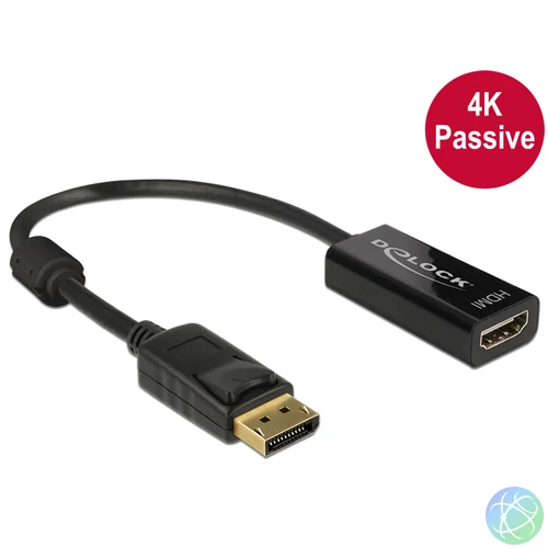 DeLock Adapter Displayport 1.2 male > HDMI female 4K Passive Black speciális átalakító