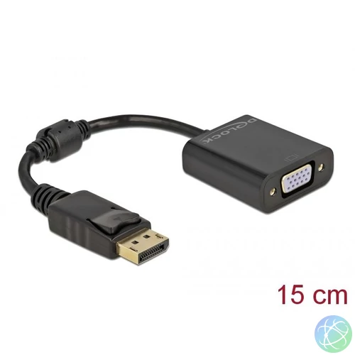 DeLock DisplayPort 1.2 male to VGA female Adapter Black speciális átalakító