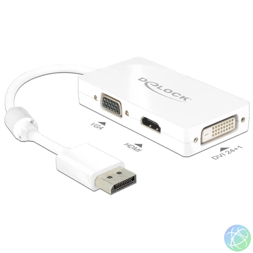 DeLock Displayport 1.1 male > VGA/HDMI/DVI-D (Dual Link) female Passive Adapter White