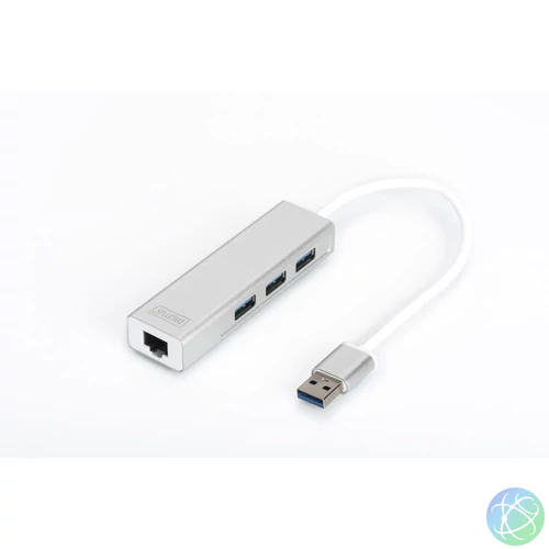 Digitus USB 3.0, 3-ports HUB & Gigabit LAN adapter hálókártya
