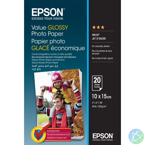 Epson Value 183g 10x15cm 20db Fényes Fotópapír