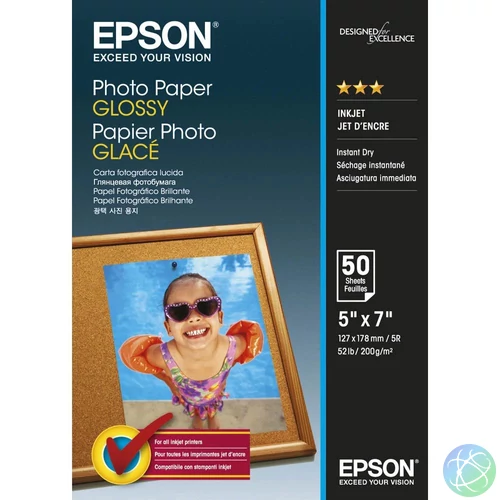 Epson Photo Paper Glossy 200g 13x18cm 50db Fényes Fotópapír