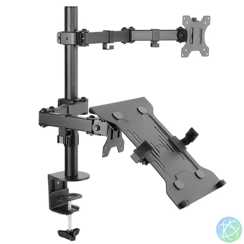 EQuip 13"-32" Articulating Dual Arm Monitor Laptop Desk Mount Bracket Black