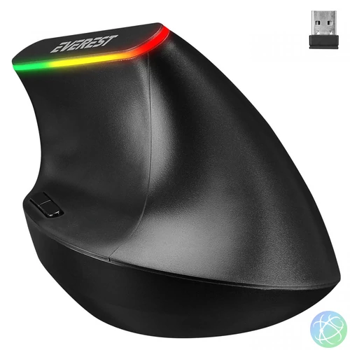 Everest SMW-618 Ergonomic RBG Optical Wireless Mouse Black egér