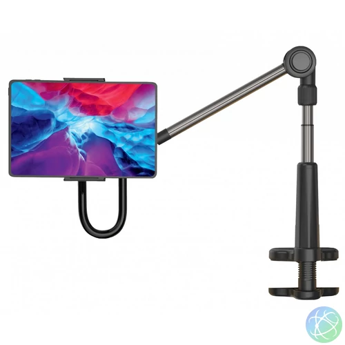 FIXED Univerzális asztali tablet/telefon tartó állvány  forgatható és állítható karral, fekete