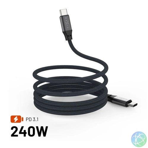 FIXED Magnetic Braided Cable USB-C/USB-C, 1,2m USB2.0 240W Gray kábel