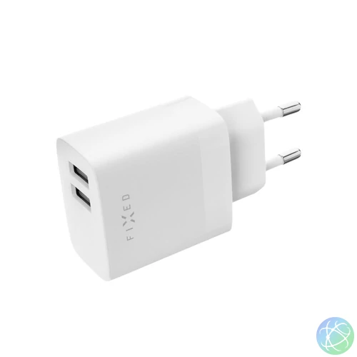 FIXED hálózati töltő, 2*USB-A kimenet, 17W + USB/USB-C kábel, fehér