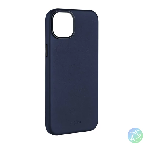 FIXED MagLeather valódi bőrtok, MagSafe támogatással iPhone 15 Plus-hoz, kék mobiltelefon tok